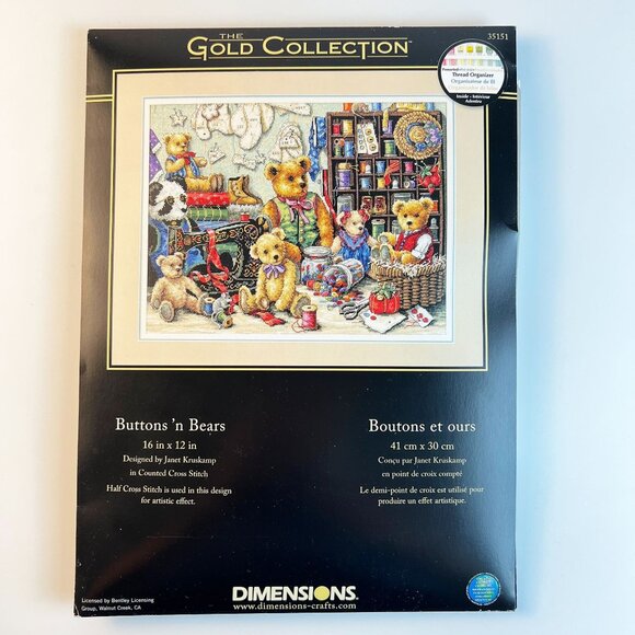 Dimensions The Gold Collection Buttons N Bears Counted Cross Stitch 35151